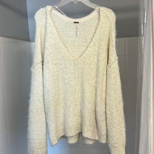 Free People White fuzzy sweater
